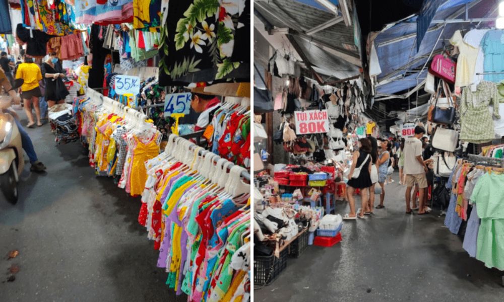 Quần áo tại chợ đêm Lê Duẩn rất đa dạng mẫu mã