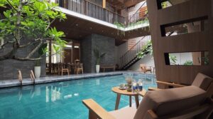 View cực chill bên hồ bơi của Minh House Homestay Đà Nẵng